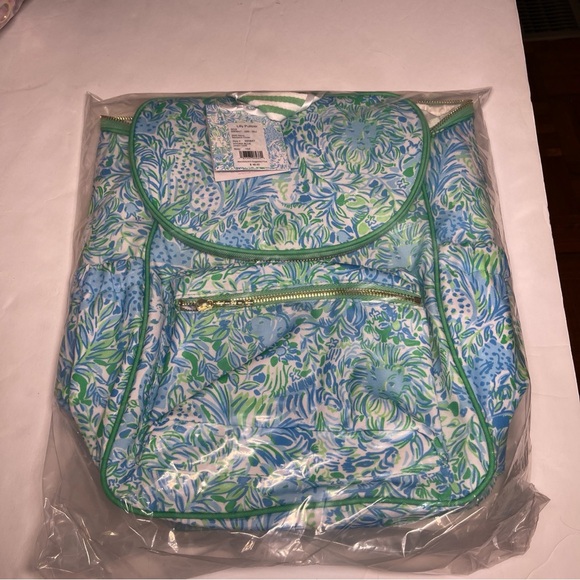 NWT Lilly Pulitzer Backpack Cooler HYDRA BLUE Dandy Lions Insulated - Picture 4 of 12